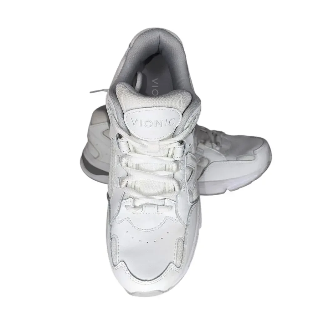 Vionic Women Sneakers White 23Walk 2.0 Comfy Shoes Size 8.5 Orthopedic Leather